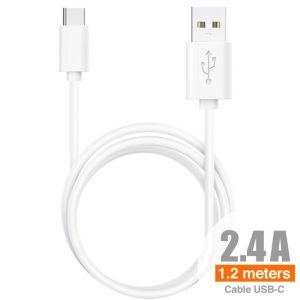 Cabo de dados Tipo-C Branco 2.4A 1.2m