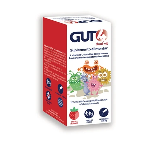 Gut4@ Dual-Vit Saquetas Pó Morango x14