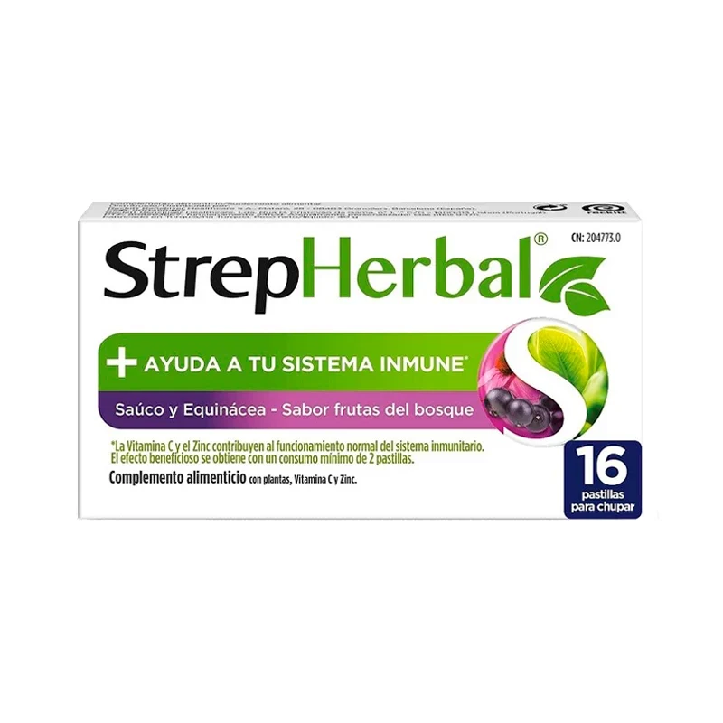 Strepherbal Sabugueiro e Equinácea Sabor a Frutos do Bosque 16 Pastilhas